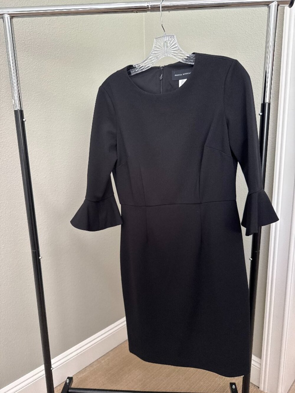 Donna Morgan Black Bell Sleeve Sheath Dress